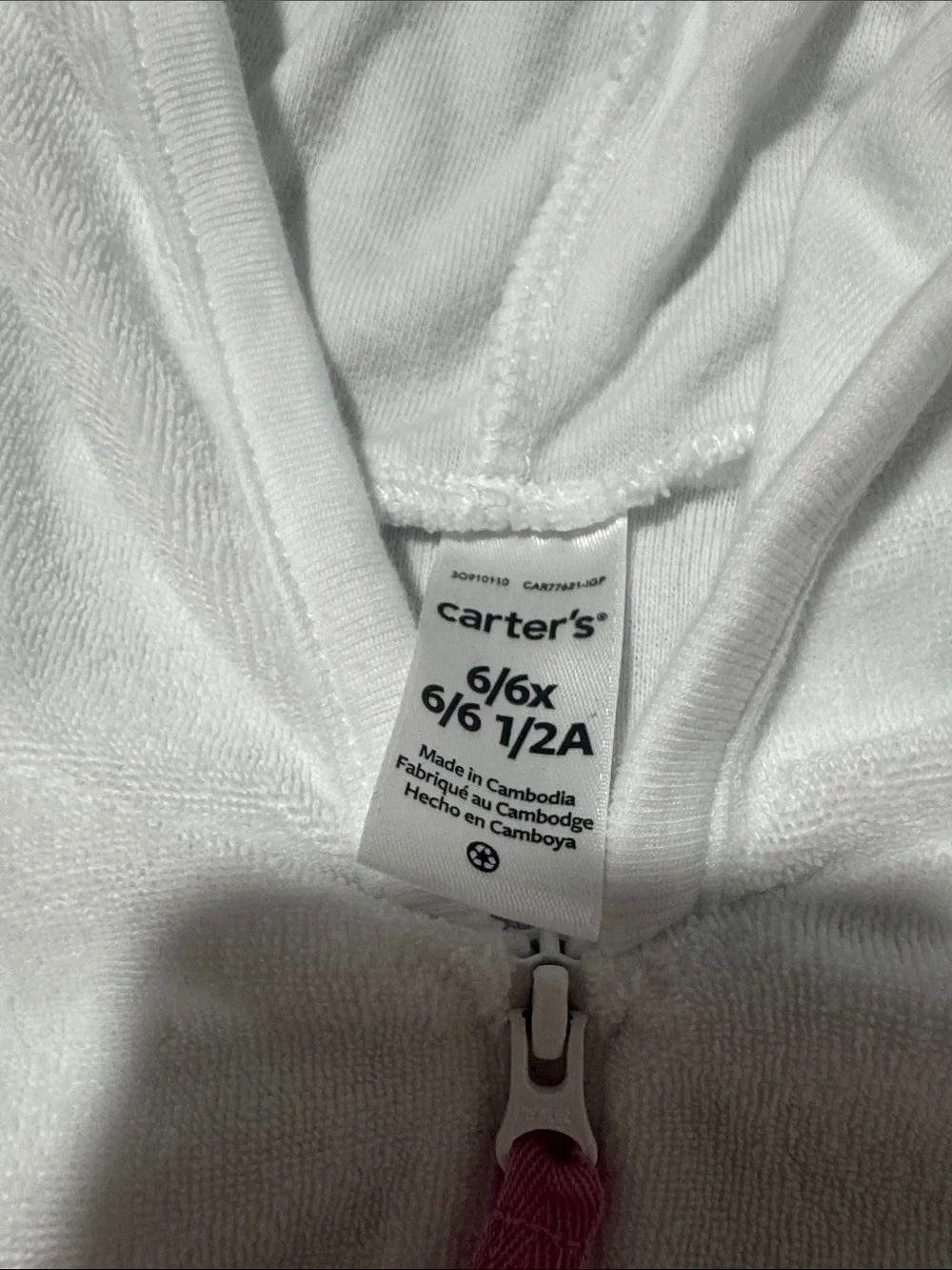 Carter's White Hooded Kids Swim Coverup with Pink Heart